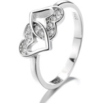 Silenti Jewelry Сребърен пръстен "Две Сърца" - 9 - 59.5мм (19.1мм диам. )