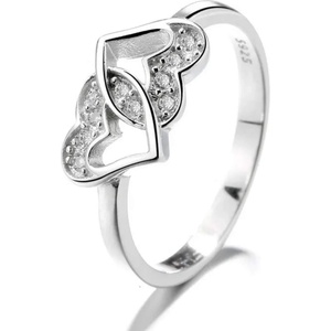 Silenti Jewelry Сребърен пръстен "Две Сърца" - 9 - 59.5мм (19.1мм диам. )
