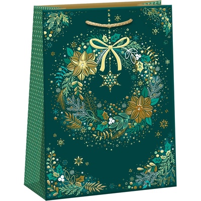 ARGUS Dárková papírová taška (30 x 42 cm) - Zelený vánoční věnec 08890162