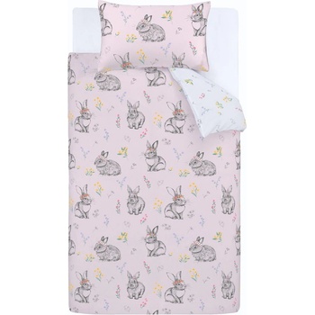 Catherine Lansfield Розово спално бельо за детско креватче 120x150 cm Bunny Tails Ditsy Flowers - Catherine Lansfield (BD/59097/W/TQS/PK)