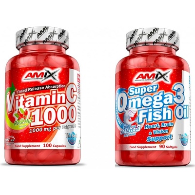 Amix Vitamin C 1000 mg 100 kapslí + Super Omega 3 90 kapslí