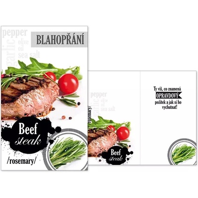 Přání srdečné pro muže Beef steak