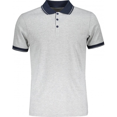 James Nicholson pánské triko límečkem melange JN706 grey Heather navy