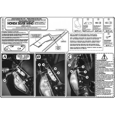 KAPPA upevnění plexi 214DT HONDA SILVERWING 400-600ccm (01-10)