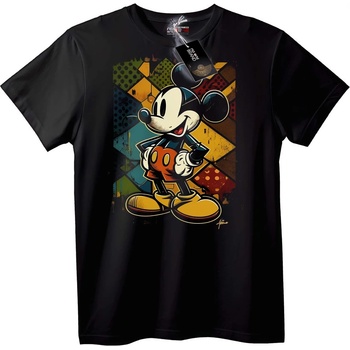 NOONEBRAND Тениска Mickey Mouse Геометрична - 2XL, Black