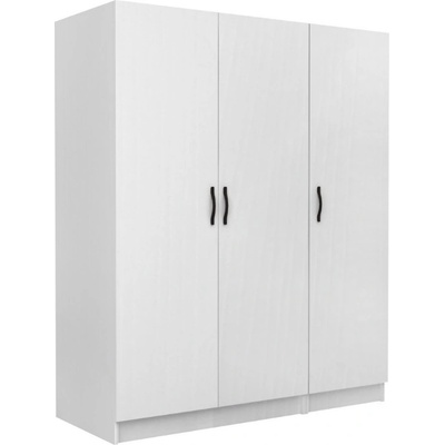 TopMebel Шкаф с три врати от меламин в бял цвят 150x60x181см