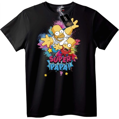 NOONEBRAND Тениска Супер Татко с The Simpsons - M, White