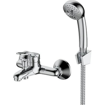 Inter Ceramic Стенен смесител за вана и душ "КАПРИ" ICF 6342041, месинг, хром, с душ, държач и шлаух, 11x18х14см (6342041)