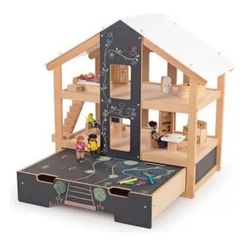 Bigjigs Toys - Отворена дървена куклена къща - Обзаведена (T0400)