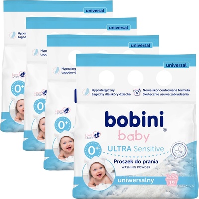 Bobini Baby hypoalergenní prací prášek na barevné a bílé prádlo 4 x 1,425 kg 76 PD