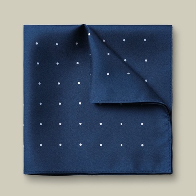 Charles Tyrwhitt Silk Spot Pocket Square Ink Blue / White