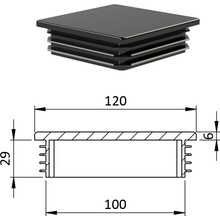 Krytka plastová 120 x 120 mm, čierna