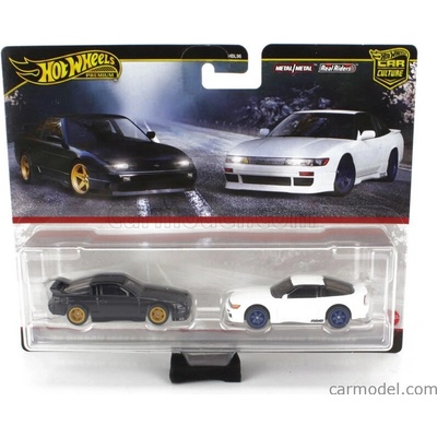 Mattel hot wheels Nissan Set 2x 180sx Type X Coupe + Sileight silvia S13 Coupe 1989 Černá Bílá 1:64