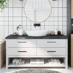vidaXL Плот за баня тъмнокафяв 160x60x(2-6)см обработено масивно дърво (3156256)