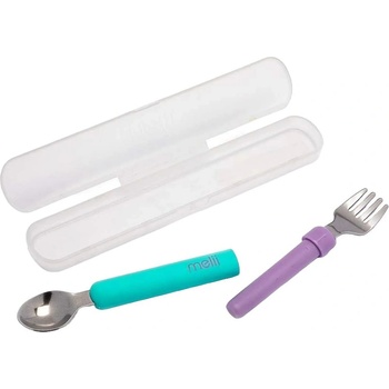 Melii Прибор за хранене Melii - Вилица-лъжица, 12м+, Blue & Purple (ML11200)
