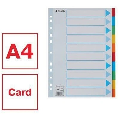 Registra "Standard", popisovateľná titulná str., mix farieb, kartón, A4, 10 dielov, ESSELTE