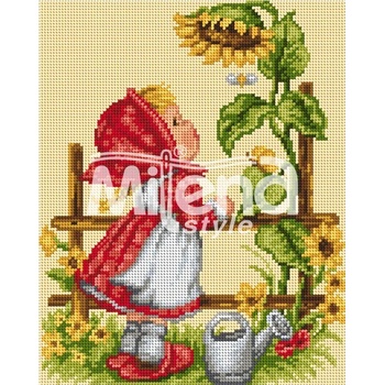 Image 1 of Milena Style Момиче с лейка - гоблен с щампа без конци