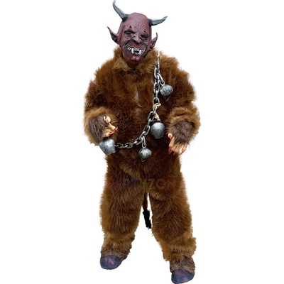 Huňatý kožich čert Krampus hnědý – Zboží Dáma