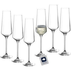 Leonardo home PUCCINI champagne glasses (set of 6) scratch-resistant champagne glasses (280 ml) dishwasher safe & durable timeless champagne glasses for home & restaurants Puccini prosecco glass 069550 (069550)