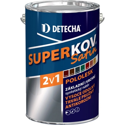 Detecha Superkov Satin 2v1 základná i vrchná farba na kov, pololesk, červenohnedá, 5 kg