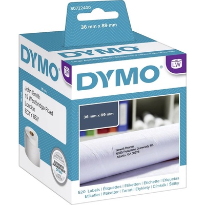 DYMO etikety v roli 99012 S0722400 36 x 89 mm papier biela 520 ks trvalé prepravné štítky; S0722400