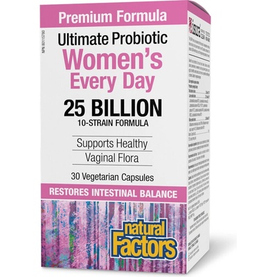 Natural Factors Пробиотик за Жени, 25 млрд. активни пробиотици, 10 щама формула 30 капсули | Natural Factors (1823 NF)