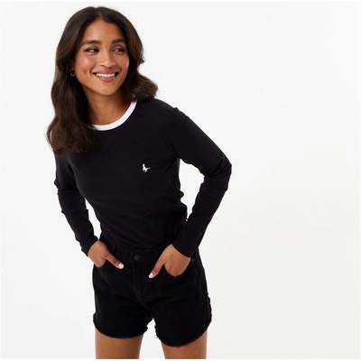 Jack Wills Тениска Jack Wills Jack Trinkey Long Sleeve Ringer T-Shirt - Black