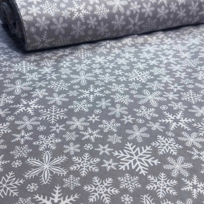Vánoční bavlněná látka, metráž, šíře 160 cm, Sněhové vločky Bílé na Šedém – Zboží Dáma Vánoční bavlněná látka, metráž, šíře 160 cm, Sněhové vločky Bílé na Šedém – Zboží Dáma