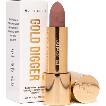 NL Beauty Дълготрайно полуматово червило Gold Digger, 08 Chocolate Milk, 4.5 g