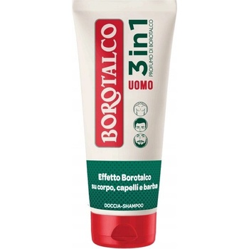 Borotalco pánsky sprchový gél 3v1 na telo, vlasy a bradu 200 ml
