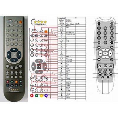 GENERAL MEDION MD85651 - съвместимо дистанционно управление на марката General (MD85651)