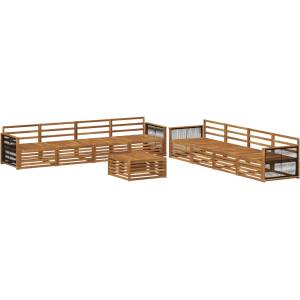 vidaXL Комплект дивани за открито 9 бр. Натурално (3383172)