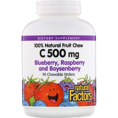Natural Factors Vitamin C 500 mg [90 Дъвчащи таблетки] Горски плодове