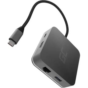 Green Cell USB-C Hub AK61 - мултифункционален хъб за свързване на допълнителна периферия за устройства с USB-C (тъмносив)