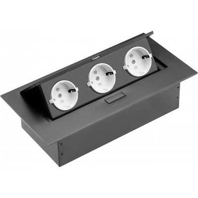 GTV AE-PB03GS-20N Pop-up контакт за вгражд. , 3x Schuko, кабел 1.5м. черен (AE-PB03GS-20N)