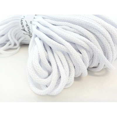 YarnMellow Bavlněná šňůra Berry 5mm Bílá (Bavlněná háčkovací šňůra 100 m YarnMellow Berry 5mm Bílá vhodná pro macramé, pletení a háčkování. Pletená, bavlněná šňůra vhodná na výrobu kabelek, košíků, ta