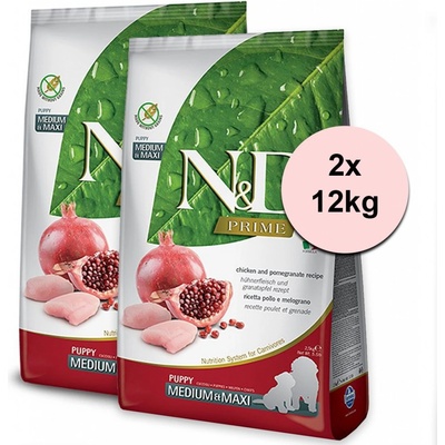 N&D dog PRIME Adult Medium & maxi chicken & pomegranate 2 x 12 kg