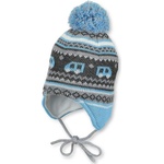 Sterntaler Зимна шапка с пискюл Sterntaler - 45 cm, 6-9 месеца, сиво-синя (4701756-542) - baby