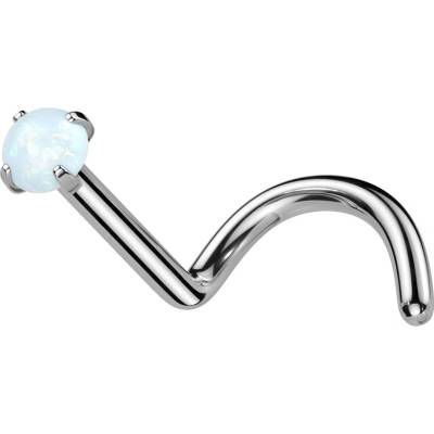 Steel Edge titanový piercing do nosu s opálem SET23NO9 Bílá