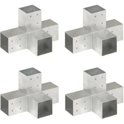 Greatstore Trámová spojka 4 ks ve tvaru X pozinkovaný kov 81 x 81 mm