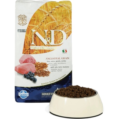N&D Adult s nízkým obsahem obilovin jehněčí a borůvky 1,5 kg