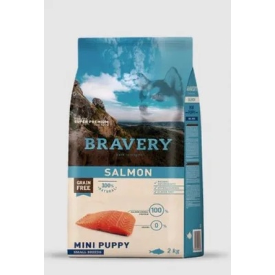 Bravery Salmon Mini Breeds Puppy - Пълноценна храна подрастващи кученца от дребни и мини породи със сьомга 2 кг