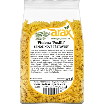 Arax Semolinové těstoviny vřetena Fusilli 0,5 kg