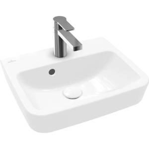 Villeroy & Boch O. novo - Умивалник за монтаж върху плот, 45x37 см, с преливник, отвор за смесител, AntiBac, CeramicPlus, алпийско бяло 43444GT2 (43444GT2)