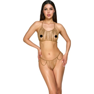 Cottelli Bikini Halterneck Body Chain Set 2450534 Golden