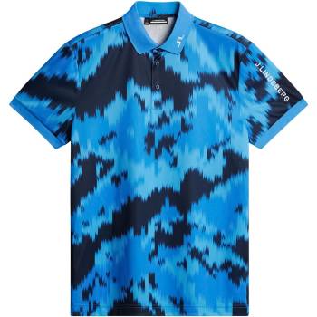 J Lindeberg Golf J. Lg Tech Print Polo Sn52 - Warp Sonic Blue