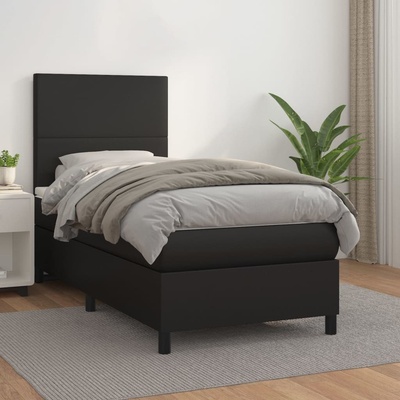 Petrashop 3142695 boxspring postel s matrací černá umělá kůže