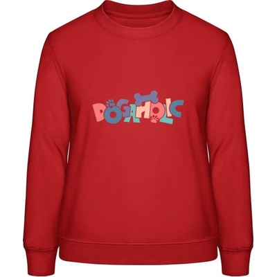 AWDis Sweat mikina Psí dizajn s nápisom DOGAHOLIC ohnivá červená