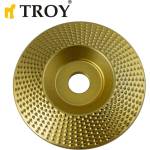 TROY Диск за дърво - за ъглошлайф / Диск за шлайфане на дърво диаметър 125 мм - коничен / тртапецовиден / Troy 25076 / (T 25076)