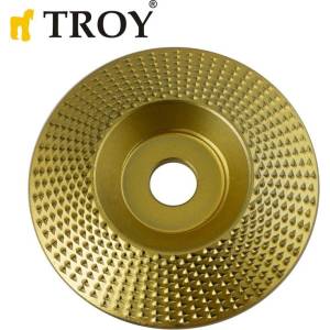 TROY Диск за дърво - за ъглошлайф / Диск за шлайфане на дърво диаметър 125 мм - коничен / тртапецовиден / Troy 25076 / (T 25076)